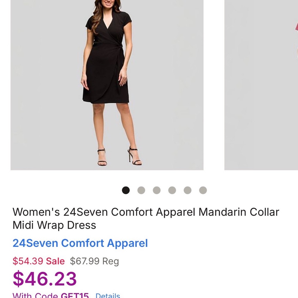 24/7 Comfort Apparel Black Wrap Midi Dress